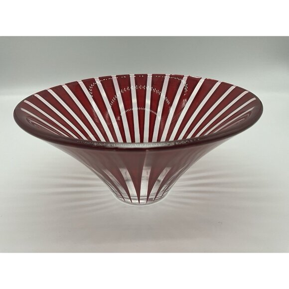 Anders Lindblom "Twist" Bowl Nybro Glassworks Scandinavian Art Glass Red/CLEAR - Picture 4 of 11
